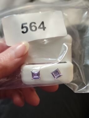 Purple Square-Cut Stud Earrings - Brand